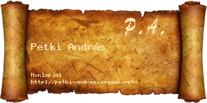 Petki András névjegykártya